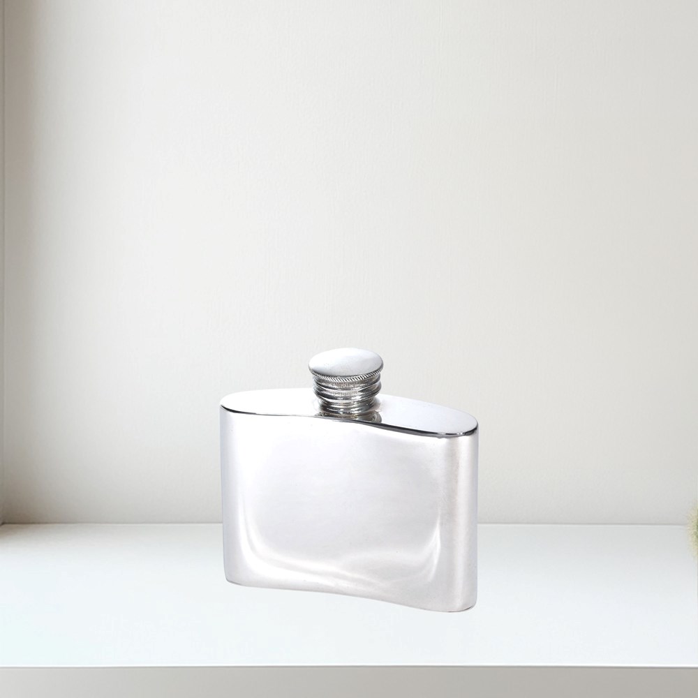 2oz Thistle Pewter Kidney Flask