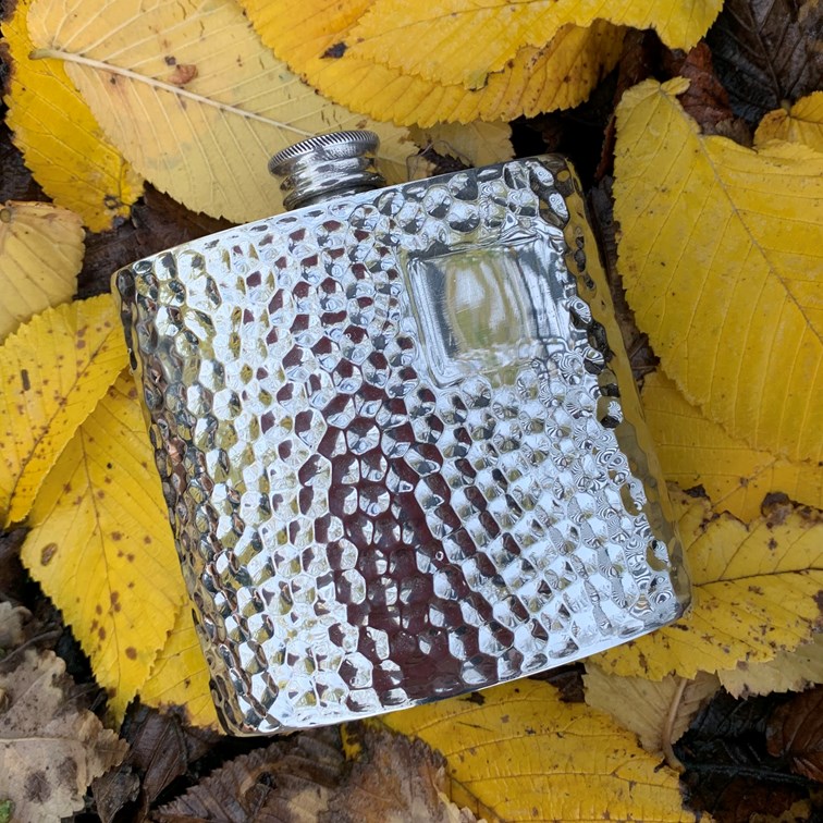 4oz Hammered Pewter Kidney Hip Flask