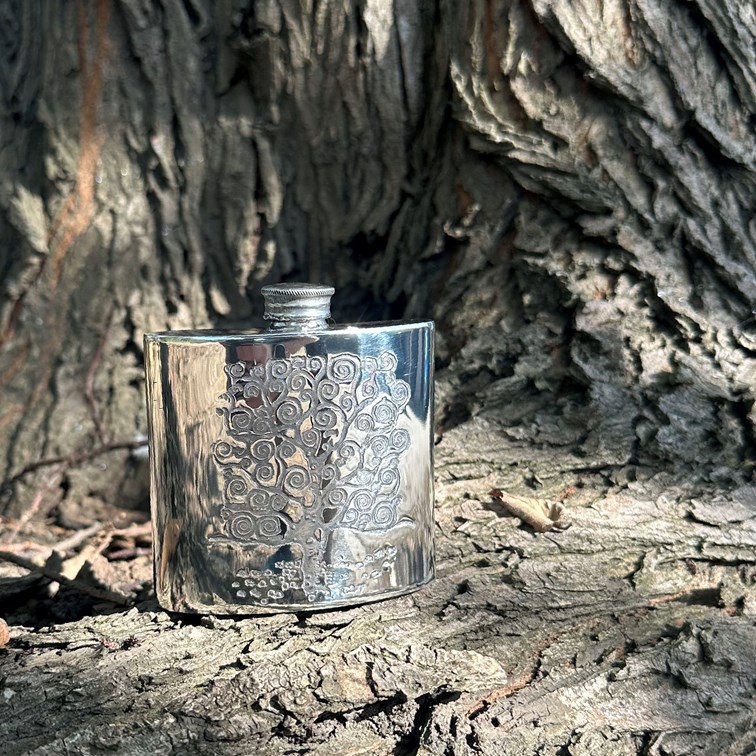 4oz Tree Of Life Tree Pewter Kidney Flask 4oz Tree Of Life Tree Pewter Kidney Flask