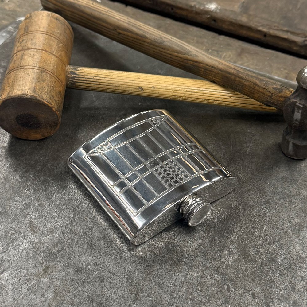 6oz Charles Rennie Mackintosh Pewter Kidney Hip Flask
