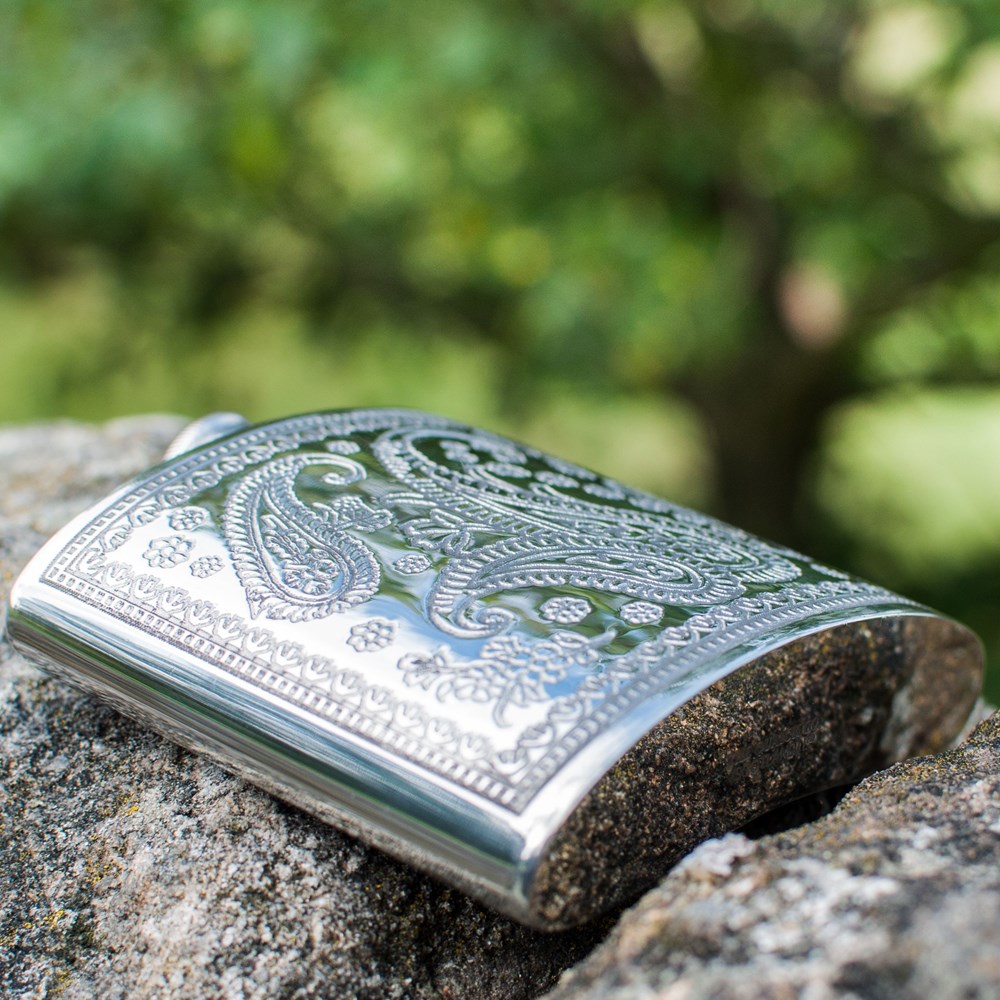 6oz Paisley Pewter Kidney Pewter Hip flask
