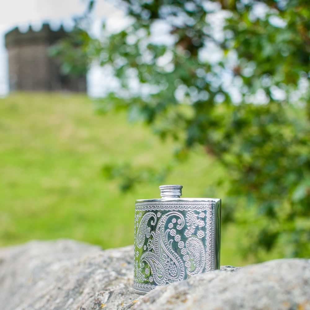 6oz Paisley Pewter Kidney Pewter Hip flask