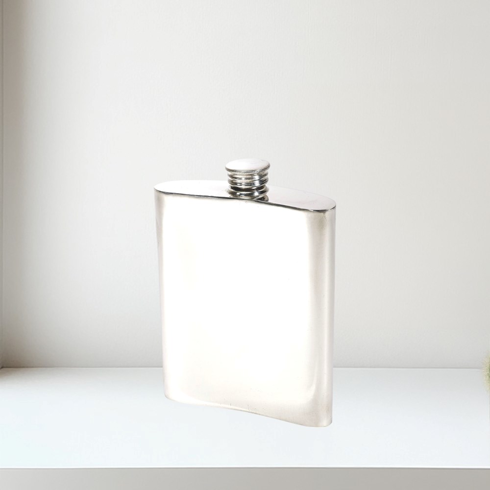 18 Key Stamp Pewter Kidney Hip Flask