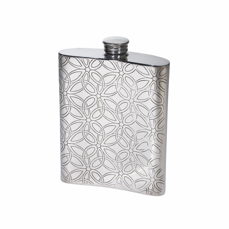 Triquetra 6oz Pewter Kidney Hip Flask