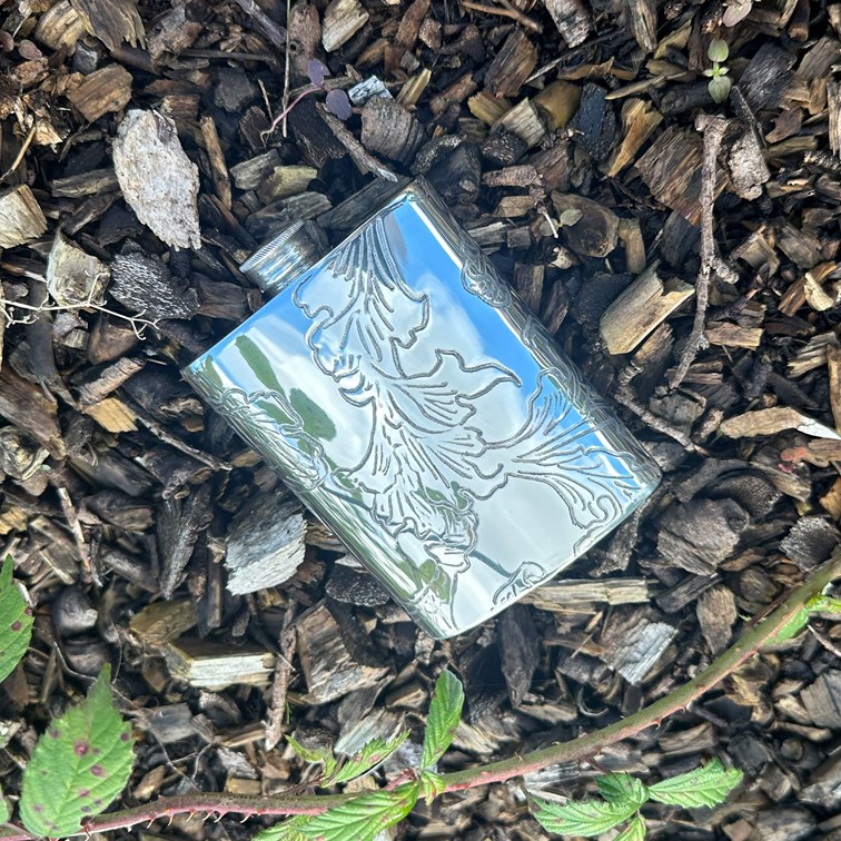 Acanthus Pattern Pewter Kidney Hip Flask