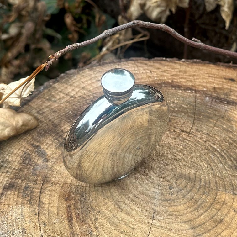 4oz Round Plain Pewter Flask