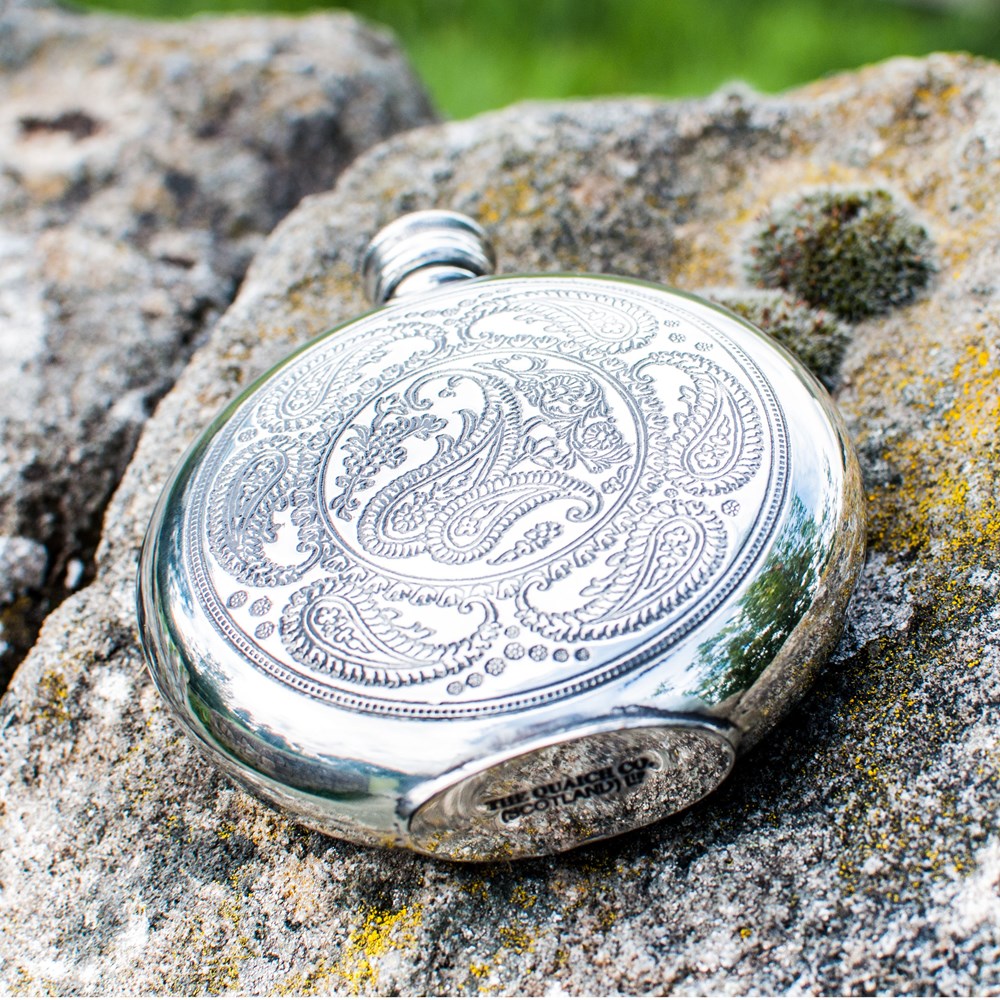 6oz Round Pewter Paisley Flask