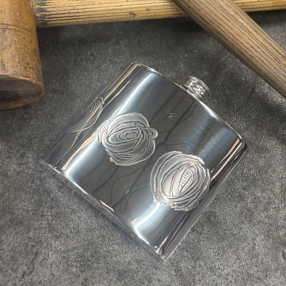 6oz Charles Rennie Mackintosh Rose Pewter Kidney Hip Flask