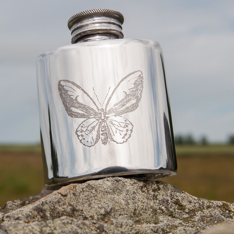 butterfly 1oz purse pewter flask