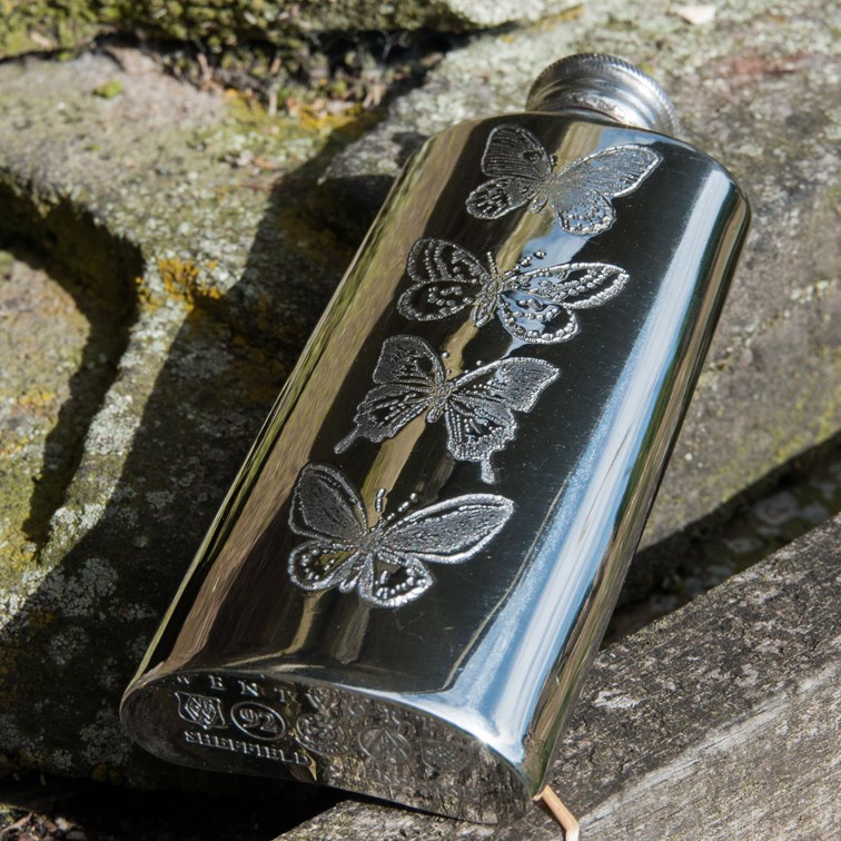 2oz Butterfly Pewter Purse Flask