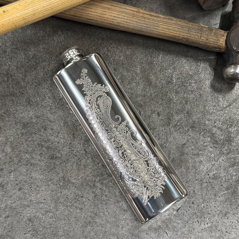 3oz Single Paisley Pewter Purse Flask