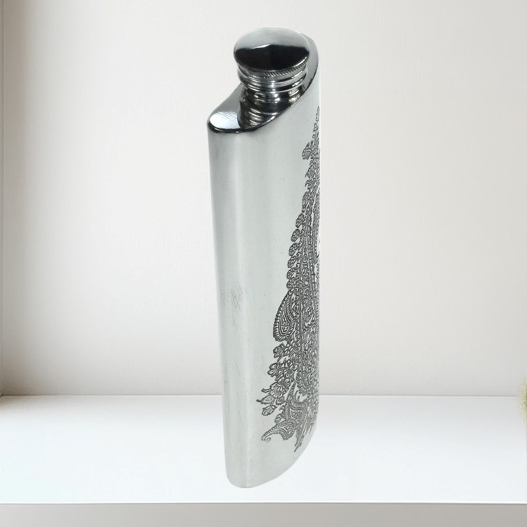 3oz Single Paisley Pewter Purse Flask 3oz Single Paisley Pewter Purse Flask