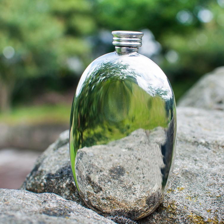 Pewter Oval Pebble Flask Pewter Oval Pebble Flask