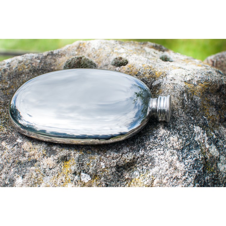 Pewter Oval Pebble Flask Pewter Oval Pebble Flask