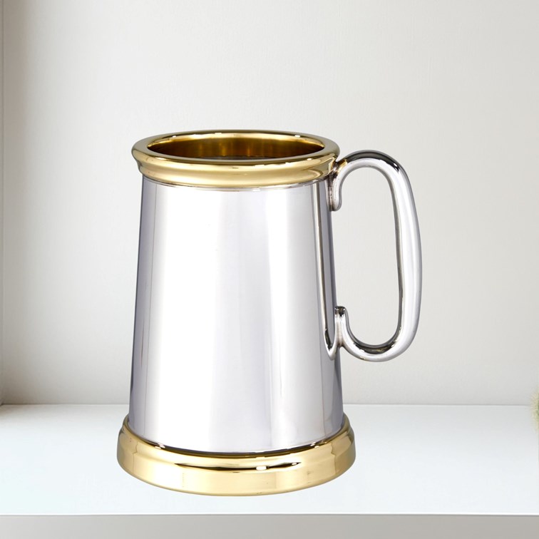 Wortley X Range Pewter And Brass Heavy One Pint Tankard Wortley X Range Pewter And Brass Heavy One Pint Tankard