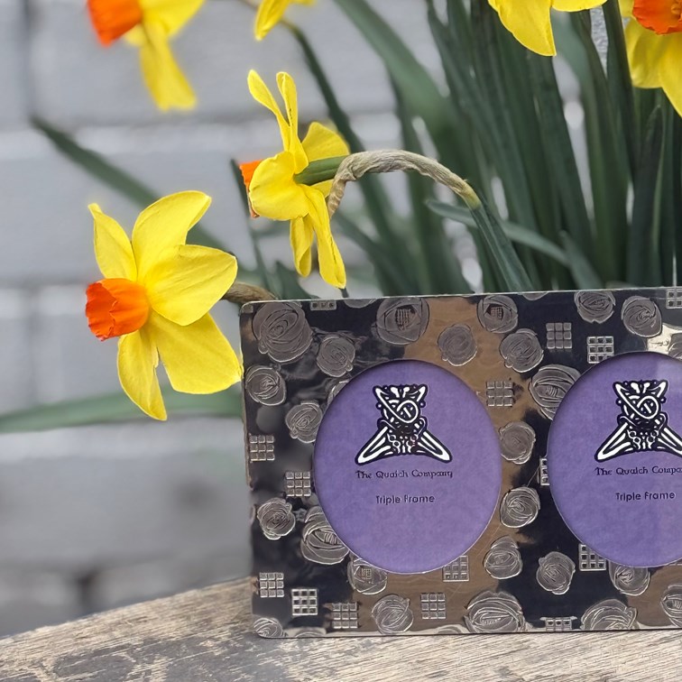 Triple Charles Rennie Mackintosh Pewter Picture Frame