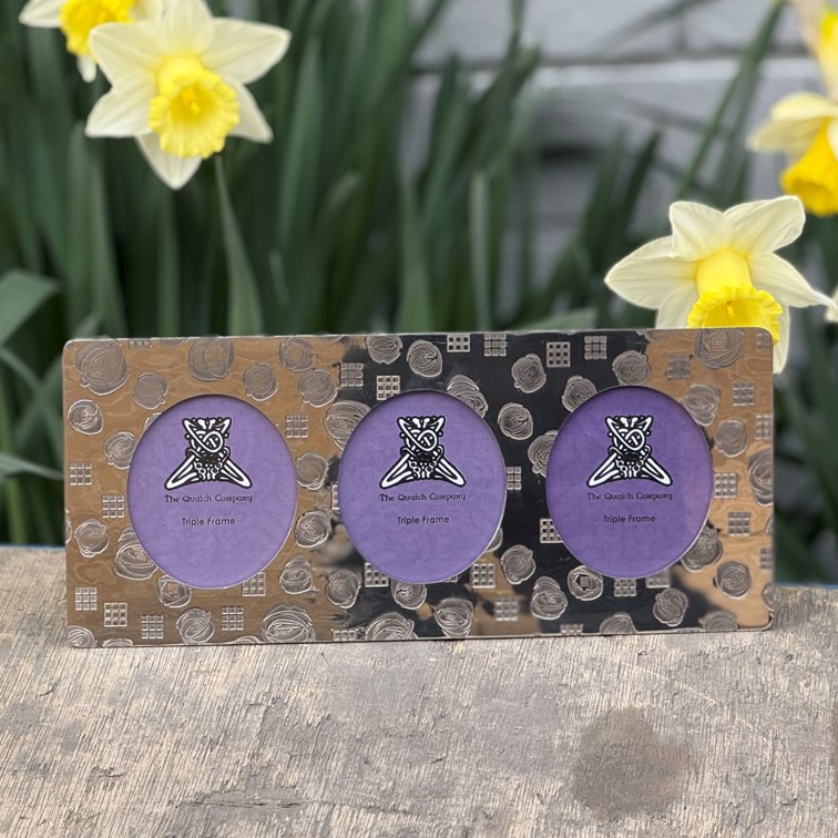 Triple Charles Rennie Mackintosh Pewter Picture Frame