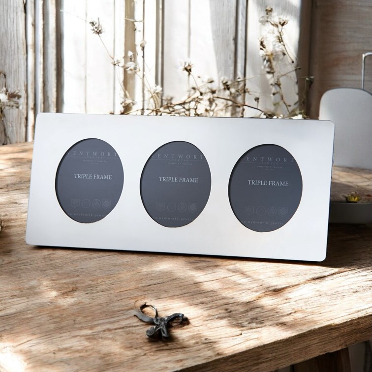 Plain Pewter Triple Frame Plain Pewter Triple Frame