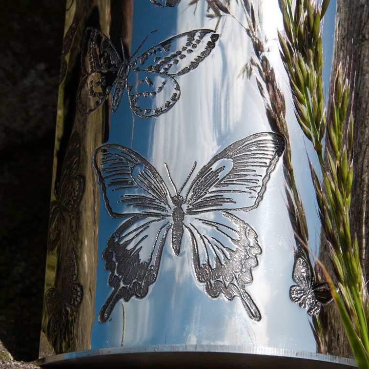 Butterfly Pattern Pewter Vase Butterfly Pattern Pewter Vase