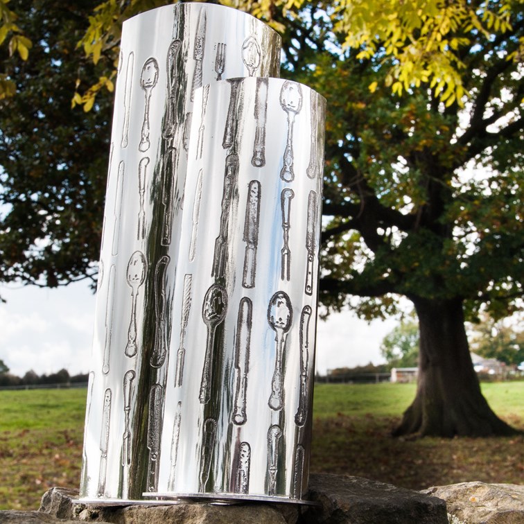 Knife Fork Spoon pewter  Vase