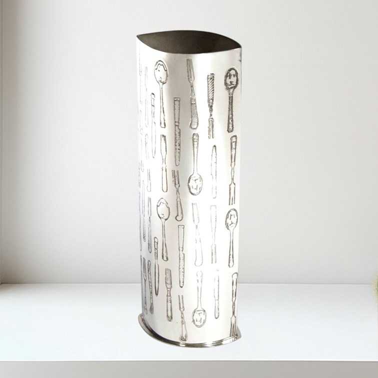 Knife Fork Spoon pewter  Vase