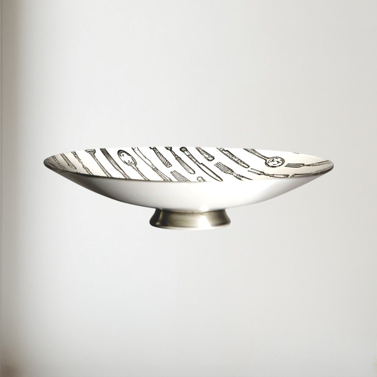 Knife, Fork, Spoon Pewter Bowl
