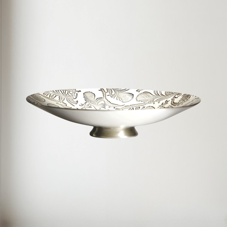 Peacock Feathers Pewter  Bowl