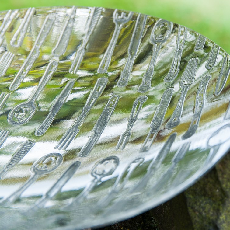 Knife, Fork, Spoon Pewter Bowl Knife, Fork, Spoon Pewter Bowl
