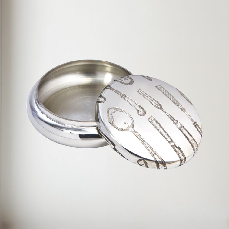 Knife Fork Spoon Pewter Trinket Box