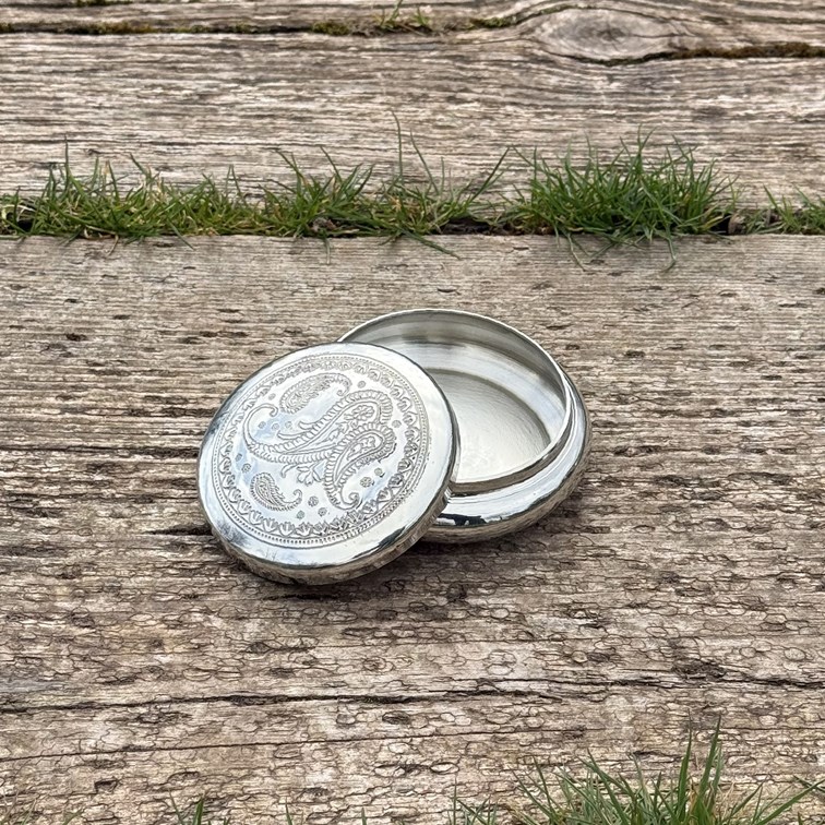 Paisley Round Pewter Trinket Box Paisley Round Pewter Trinket Box