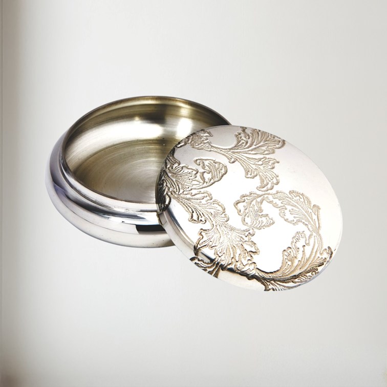 Acanthus Pattern Pewter Trinket Box Acanthus Pattern Pewter Trinket Box