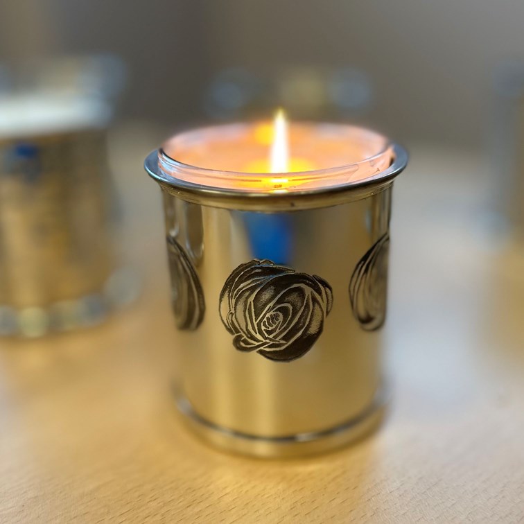 Charles Rennie Mackintosh Rose Pewter Candle Votive