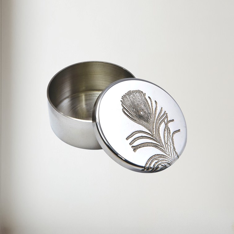 Small Peacock Pewter Trinket Pill Box Small Peacock Pewter Trinket Pill Box