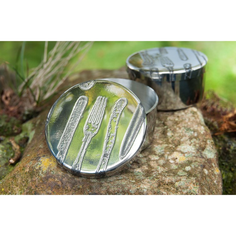 Small Knife Fork Spoon Pewter Trinket Box