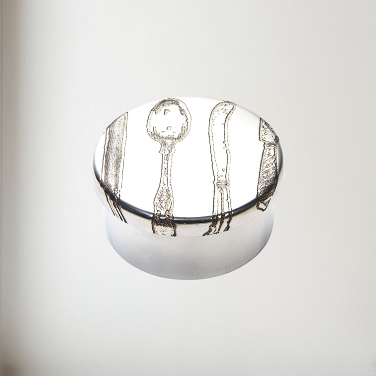Small Knife Fork Spoon Pewter Trinket Box