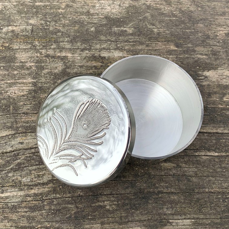 Small Peacock Pewter Trinket Pill Box