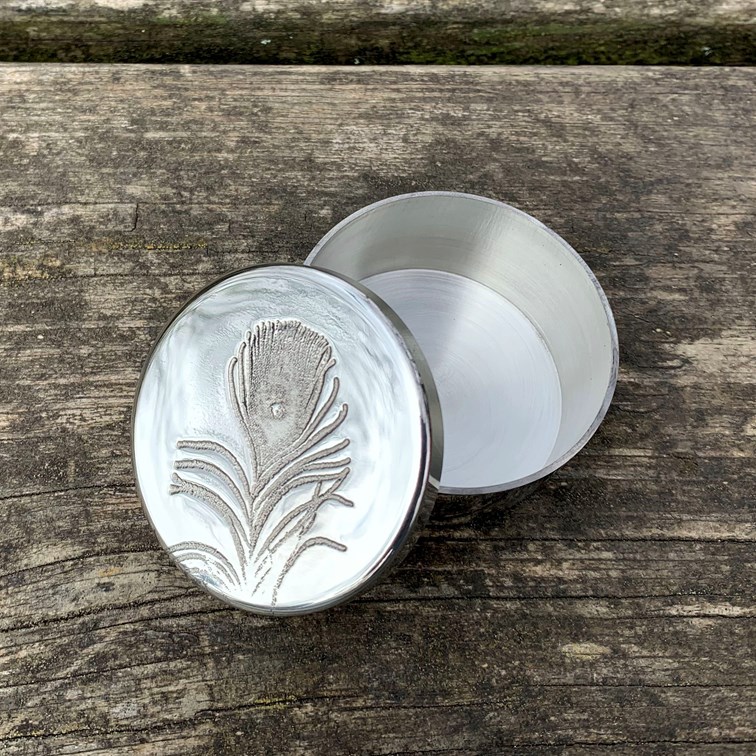 Small Peacock Pewter Trinket Pill Box