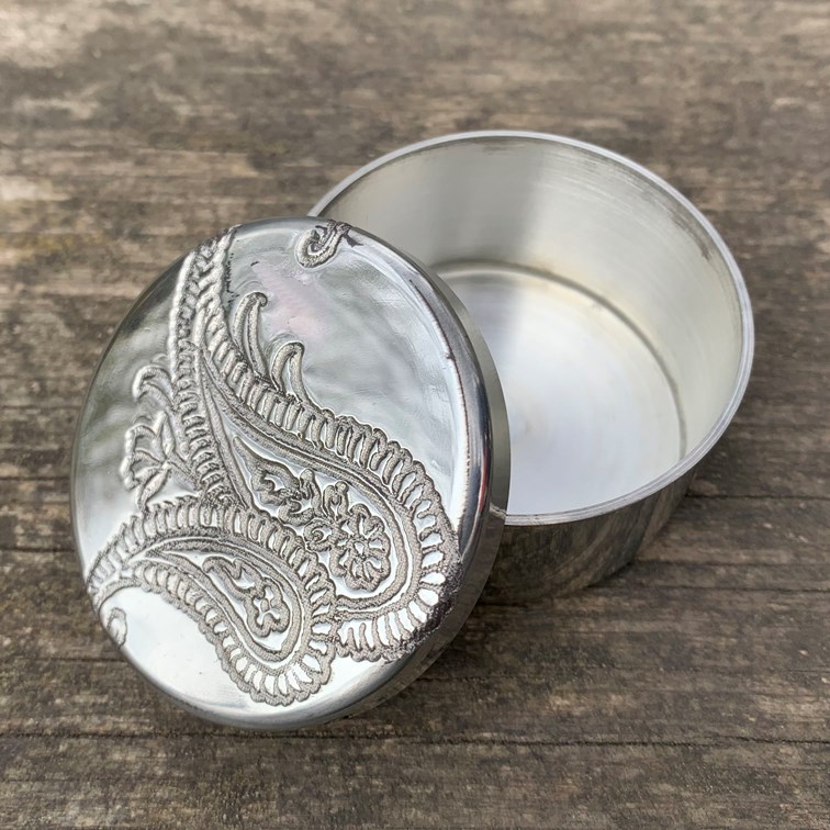 Small Paisley Pewter Trinket Box
