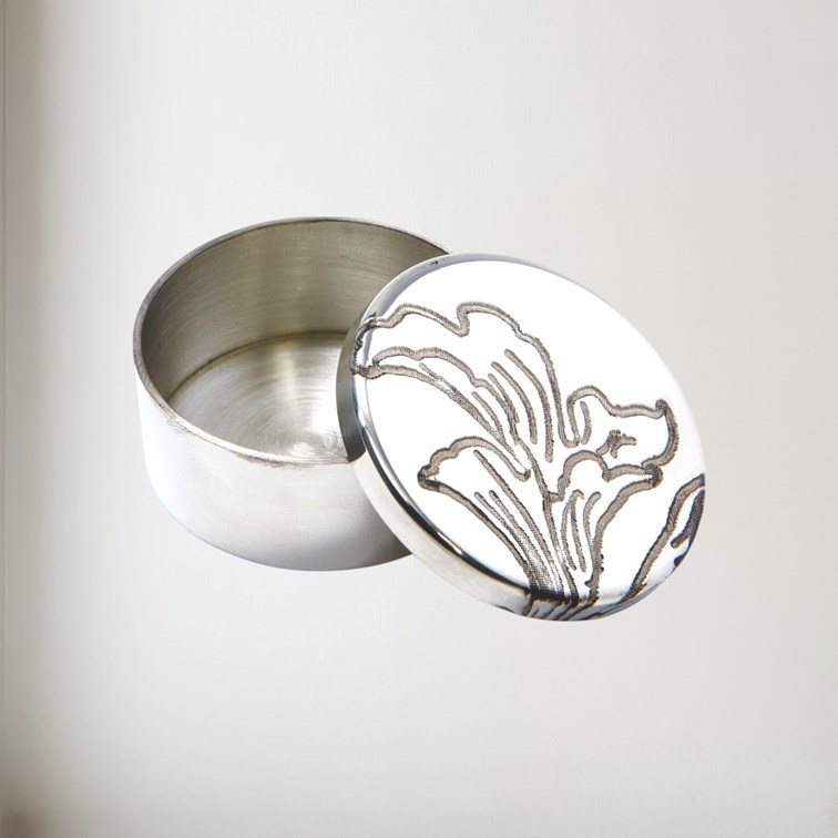Acanthus Pattern Small Pewter Trinket Pill Box