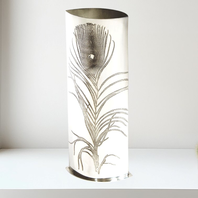 Large Peacock Pewter Vase