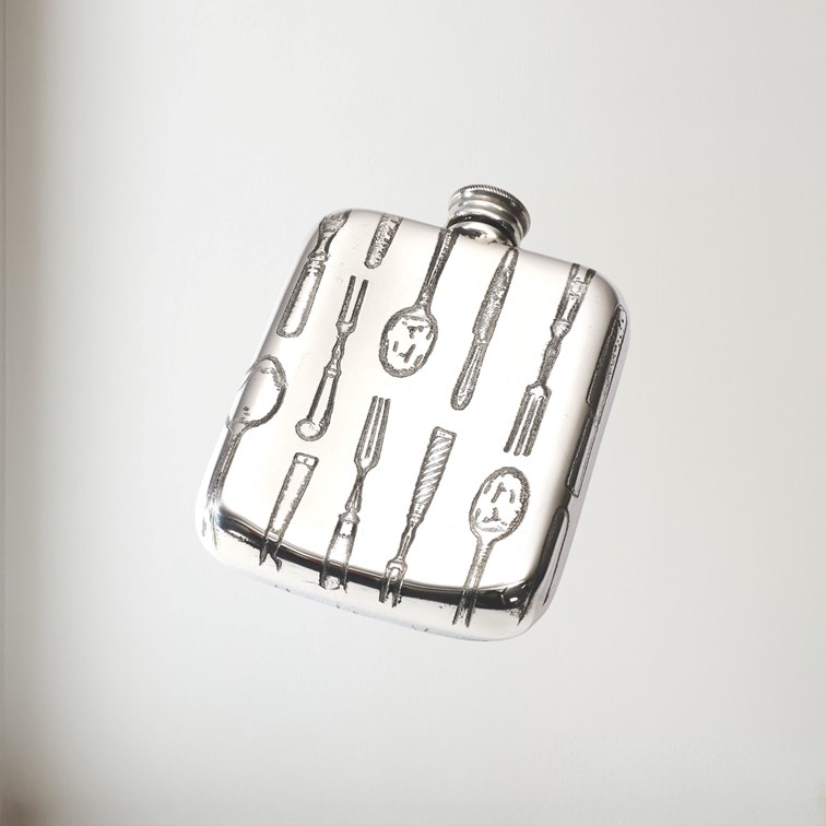 Knife Fork Spoon 4oz Pewter Pocket Flask Knife Fork Spoon 4oz Pewter Pocket Flask