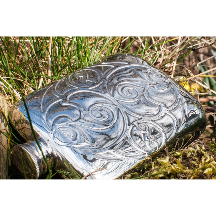 Celtic Spirals 4oz Pewter Pocket Flask