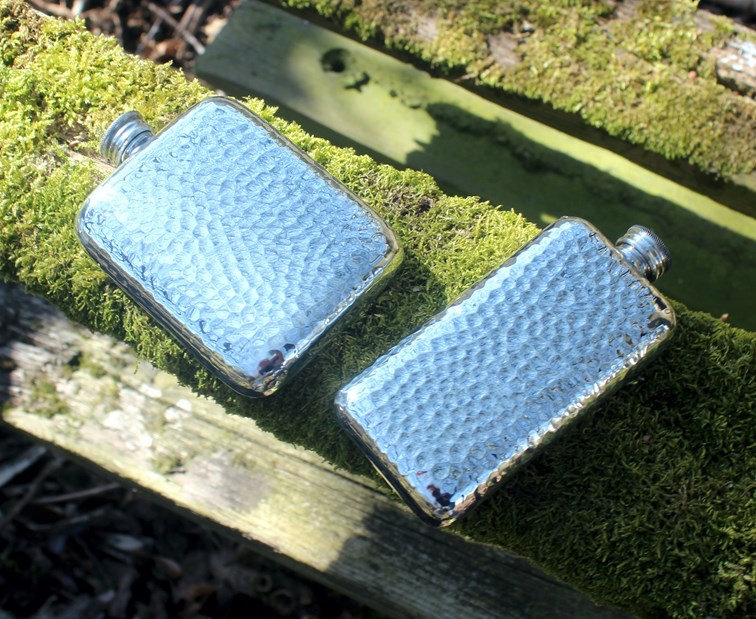 4oz Hammered Pewter Pocket Flask