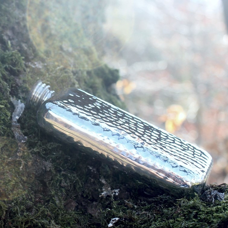 4oz Hammered Pewter Pocket Flask