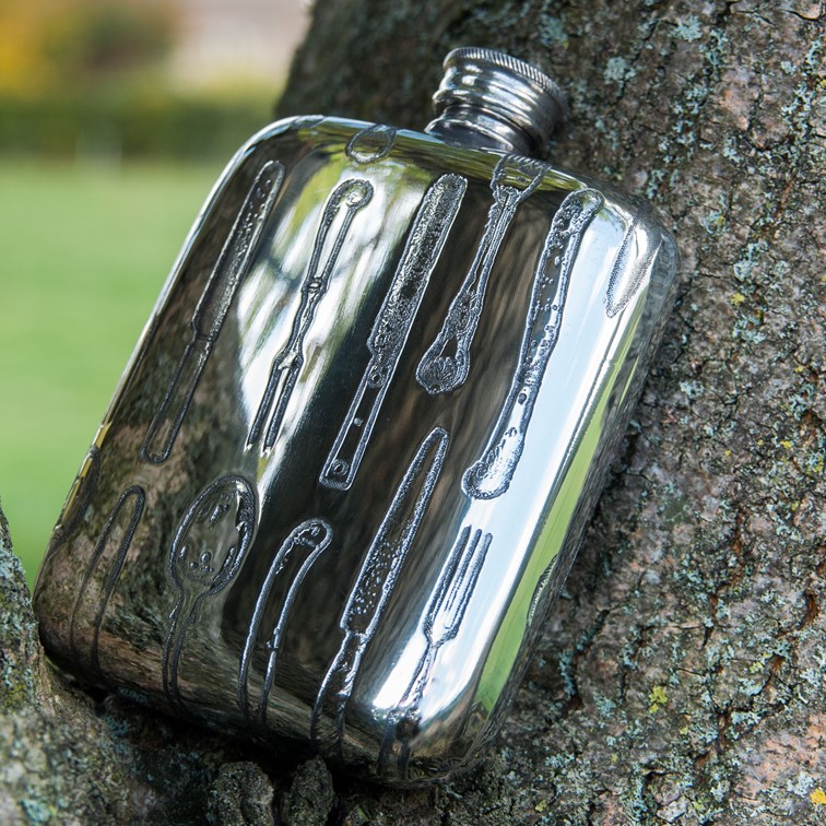 Knife Fork Spoon 4oz Pewter Pocket Flask Knife Fork Spoon 4oz Pewter Pocket Flask