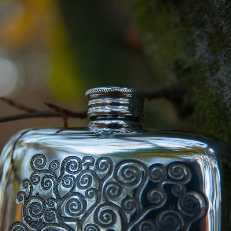4oz Tree Of Life Tree Pewter Pocket Flask