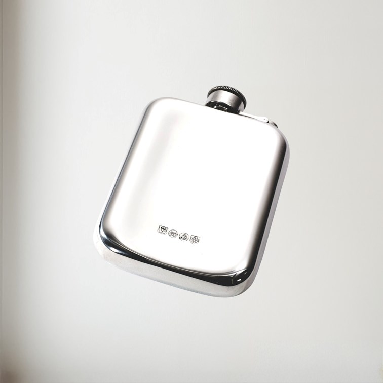 6oz Plain Pewter Pocket Flask With Captive Top