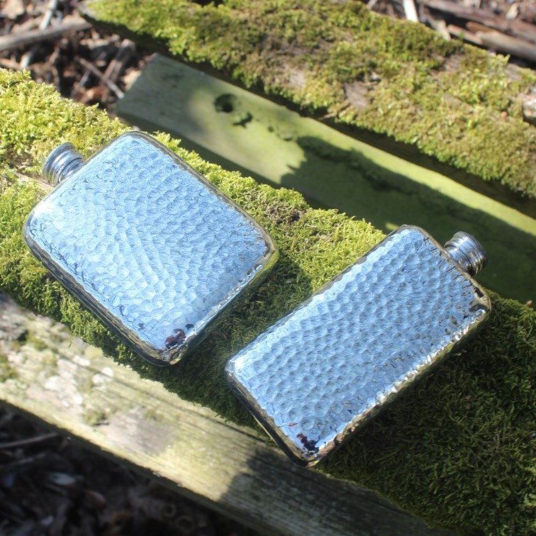 3oz Hammered Pewter Pocket Flask