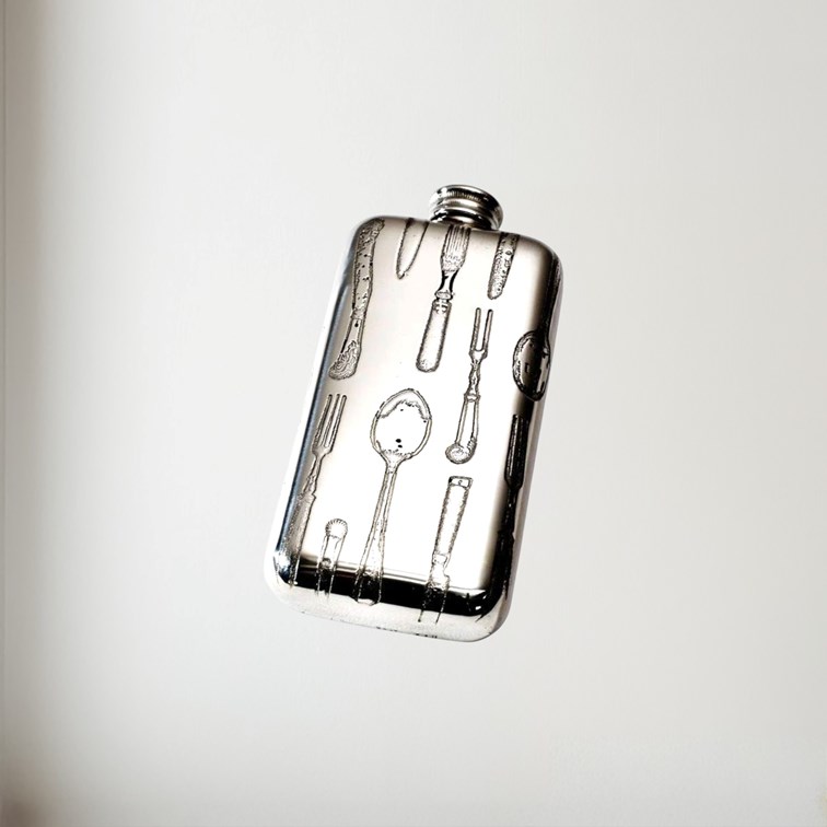 Small Knife Fork Spoon Pewter Pocket Flask Small Knife Fork Spoon Pewter Pocket Flask