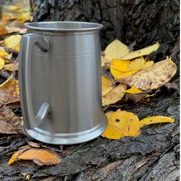 One Pint Antique Finish Lined Pewter Tankard